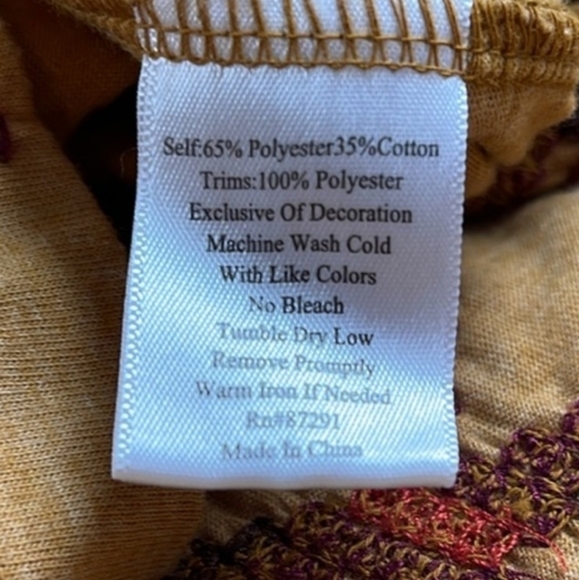 JOHNNY WAS Gillian Tunic Mustard Boho Southwestern Embroidered Top Women‎ Medium - Picture 7 of 9